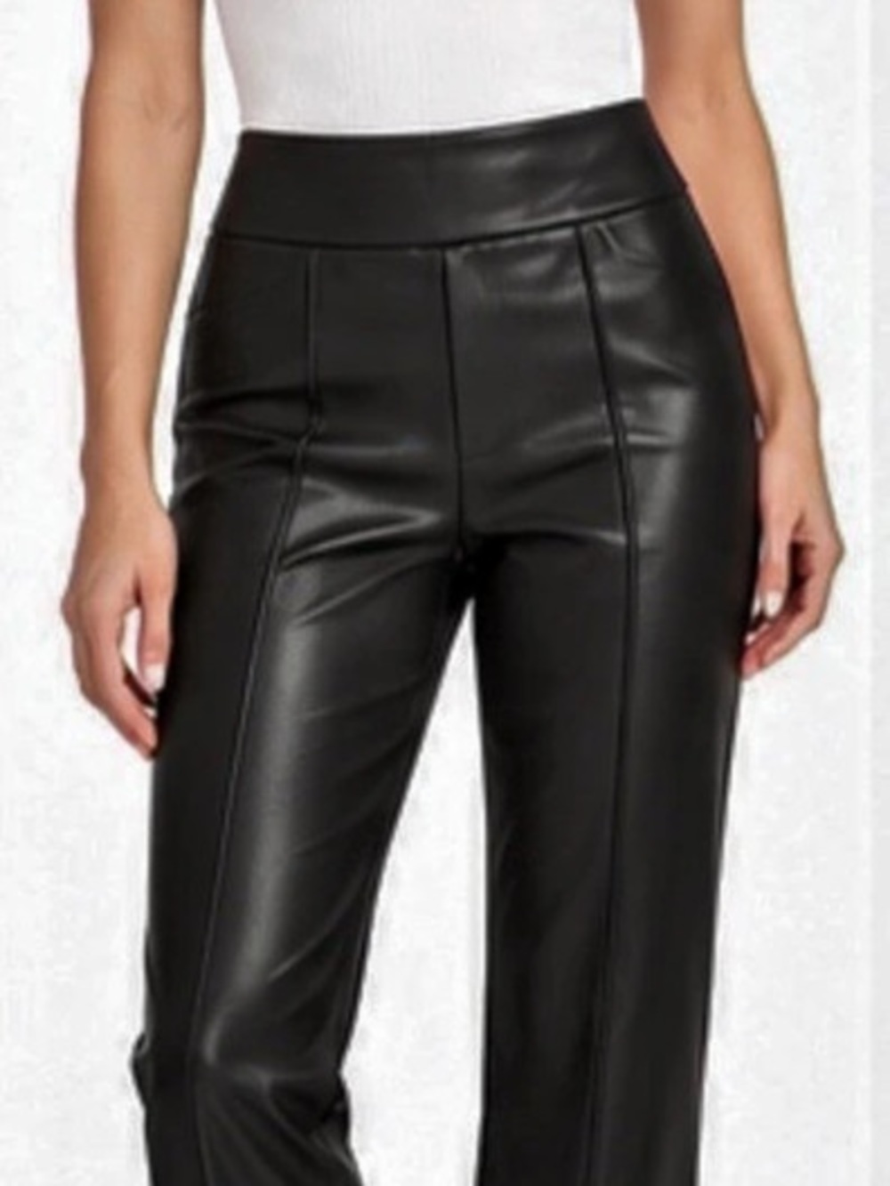Abercrombie & Fitch Black Vegan Leather Front-Slit Pants – Size Small